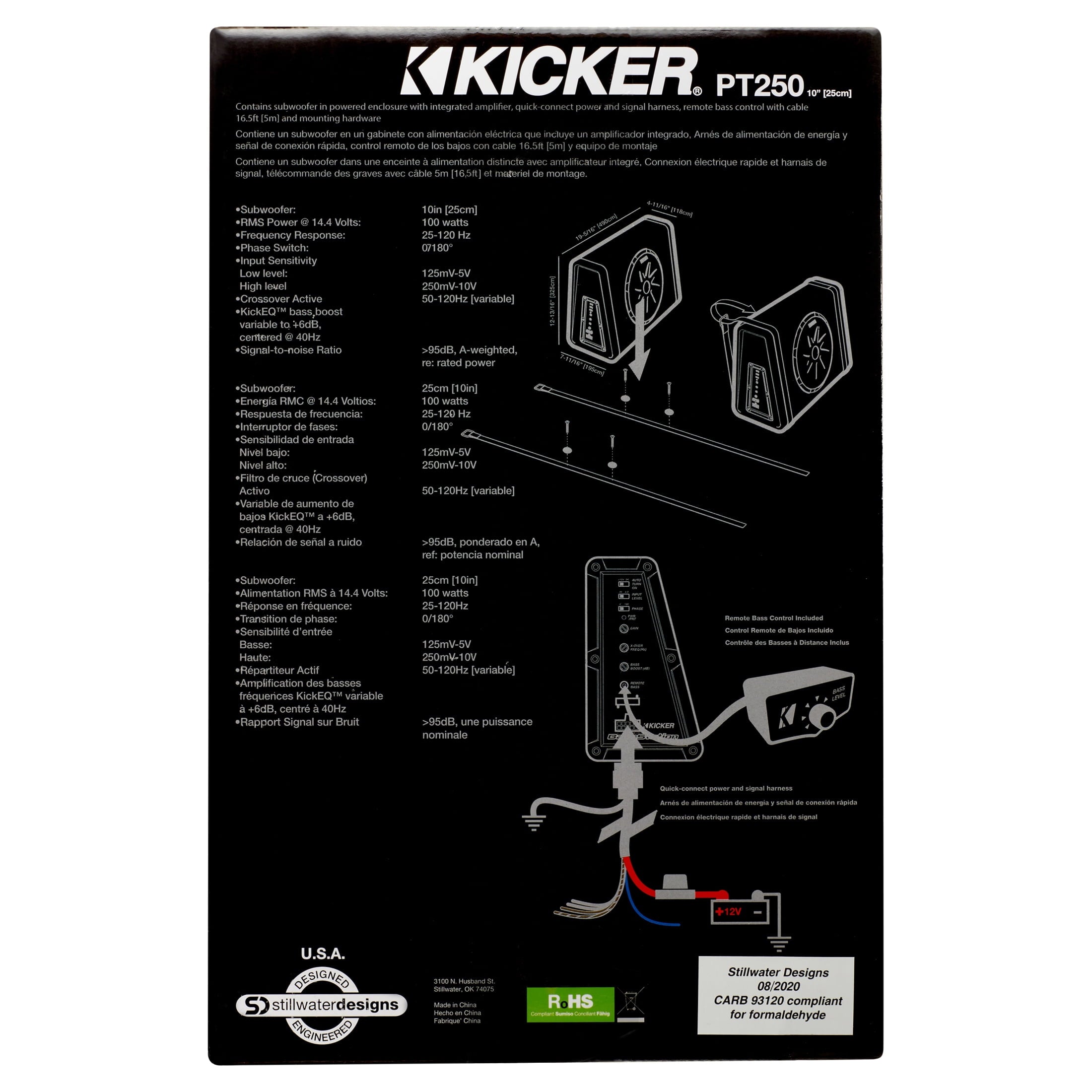 Kicker PT250 10" Subwoofer with Built-In 100W Amplifier