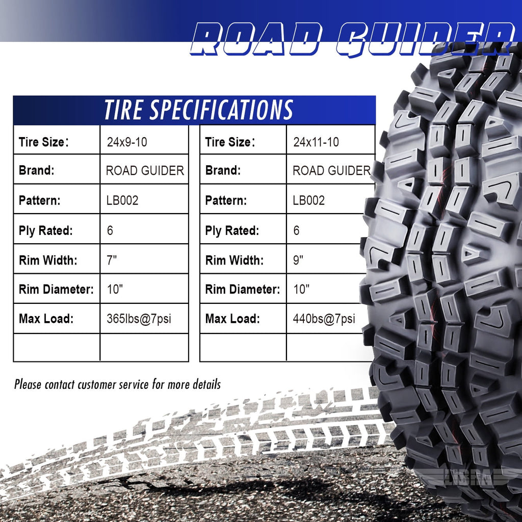 Set of 4 ATV tires 24x9-10 Front & 24x11-10 Rear 6PR