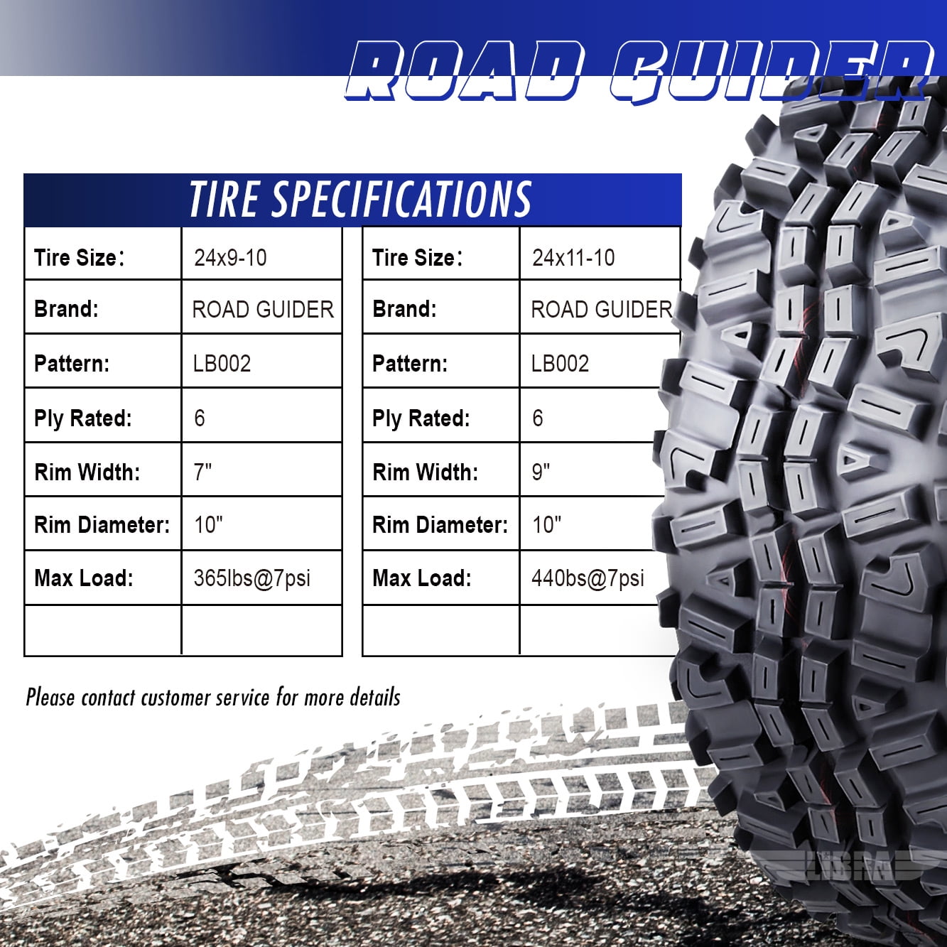 Set of 4 ATV tires 24x9-10 Front & 24x11-10 Rear 6PR