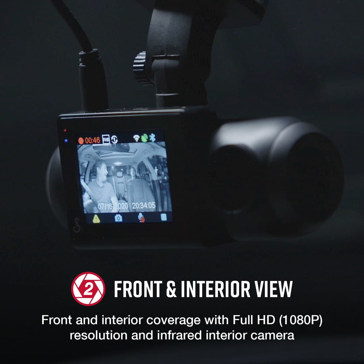 Cobra - SC 201 Dual-View Smart Dash Camera with Built-In Cabin-View l 1080P Resolution l With Night Vision and Real-Time Driver Alerts