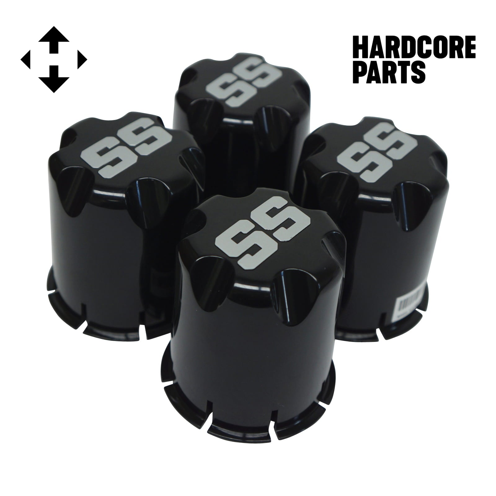 Hardcore Parts 10" Black 'BULLDOG' Golf Cart Wheels and 18"x9"-10" DOT rated All-Terrain tires - Set of 4, includes Black 'SS' center caps and 1/2x20 Black lug nuts