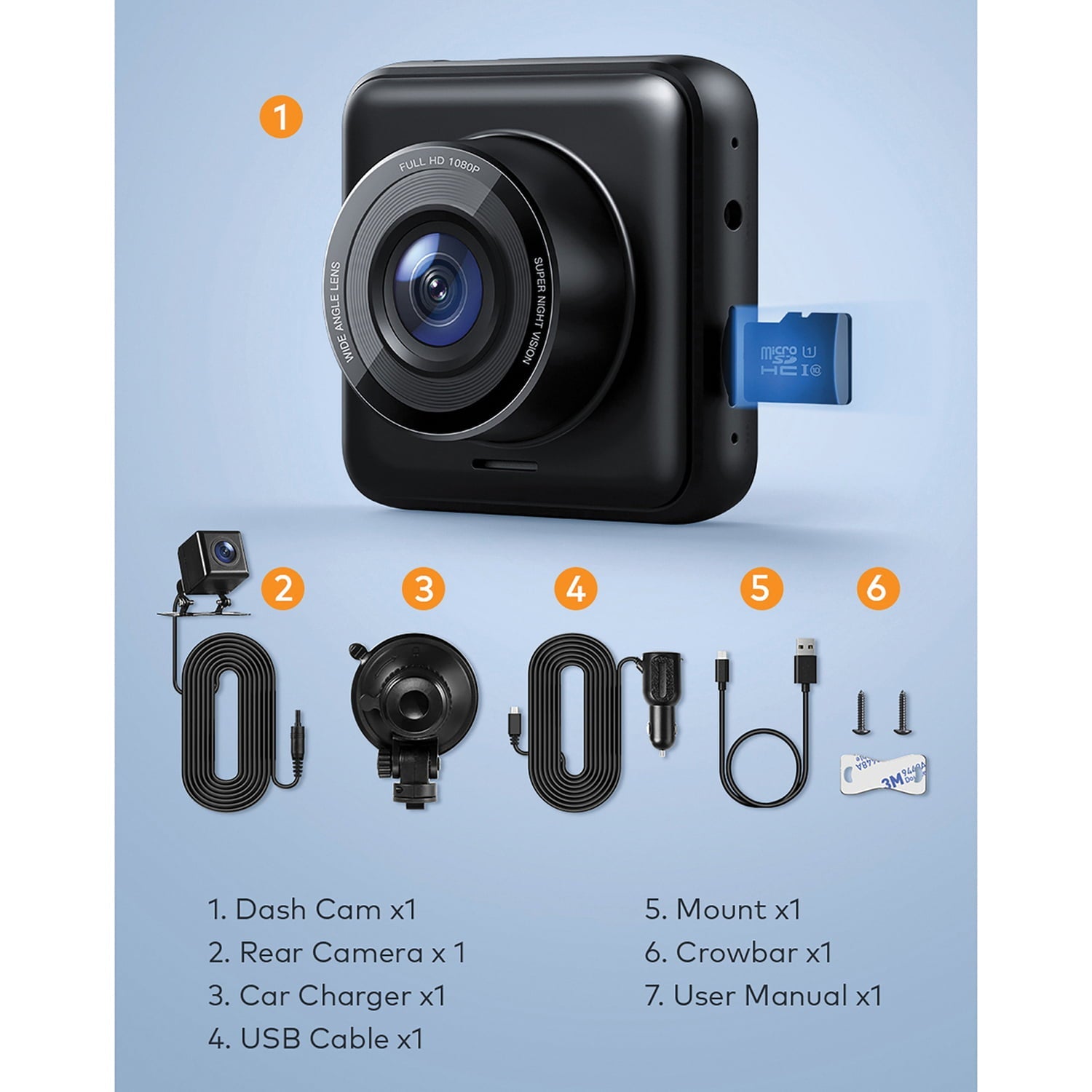 APEMAN Dual Dash Cam C420D for Cars Front and Rear with Night Vision 1080P FHD Mini in Car Camera 170° Wide Angle Driving Recorder with G-Sensor, Parking Monitor, Loop Recording, WDR