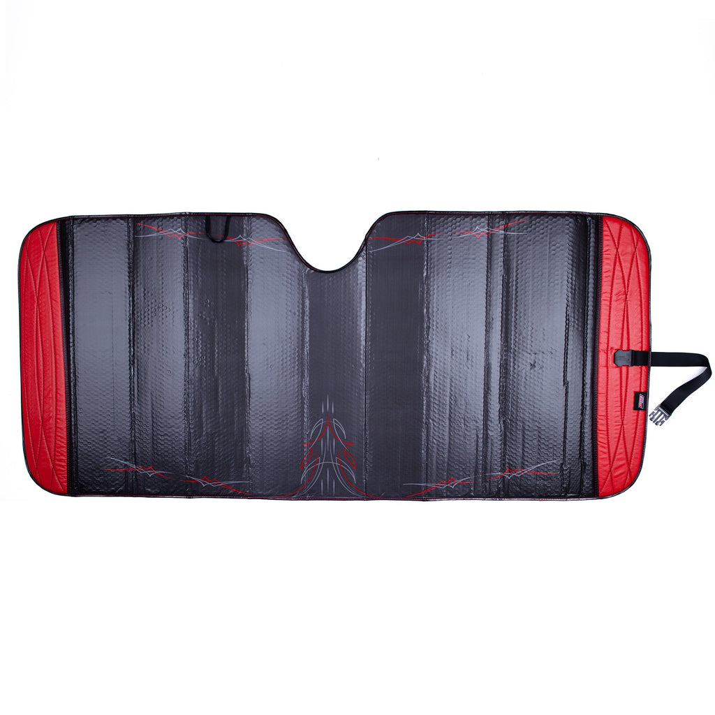 Genuine Dickies Classics Retro Pinstripes Accordion Auto Sunshade, Red, 40807WDI