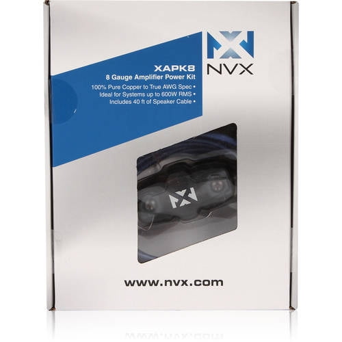 NVX XAPK8 Full Spec 8 Gauge 100% (OFC) Oxygen Free Copper Amplifier Power Wiring Kit with Speaker Wire for Amplifiers up to 800 Watts