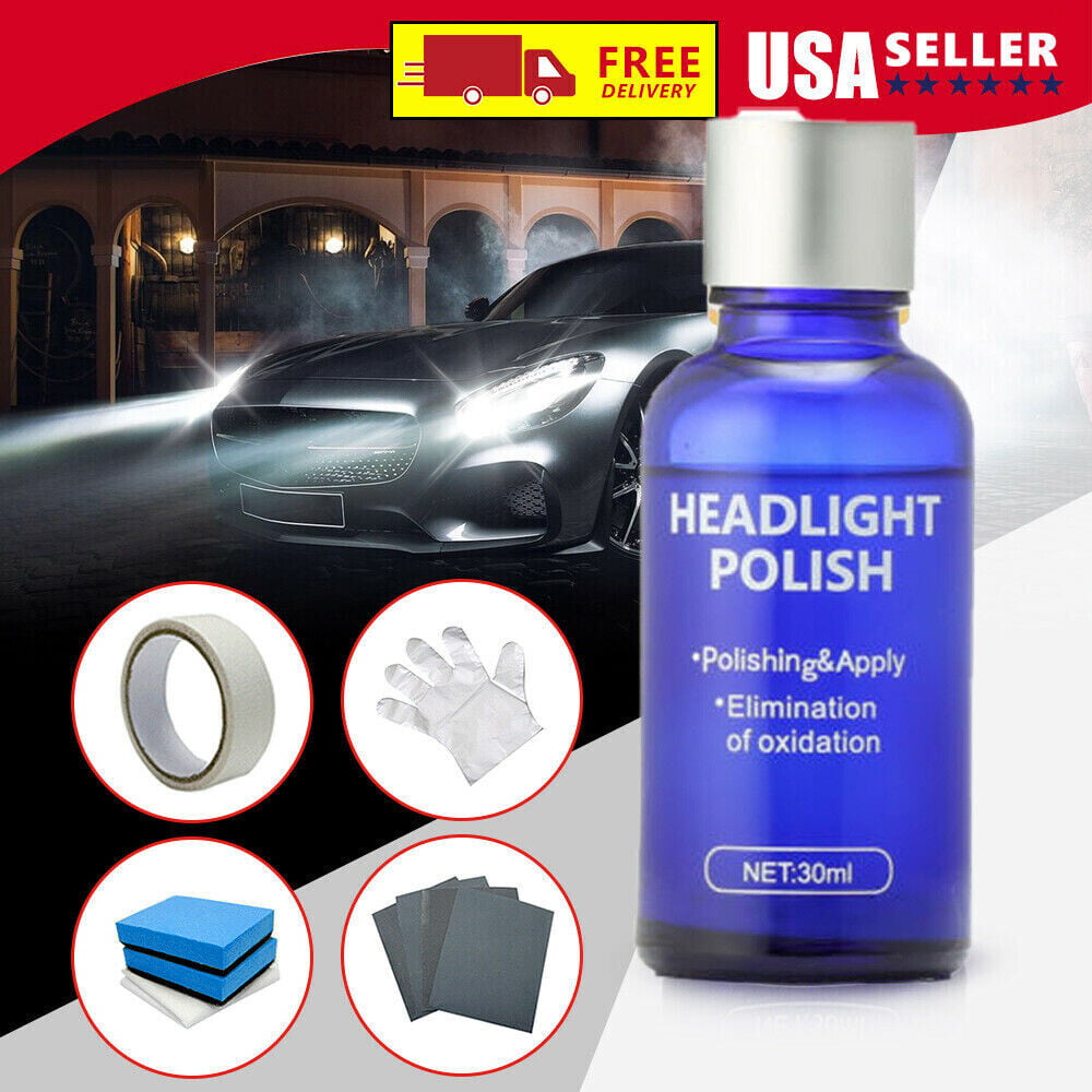 Car Headlight Lens Restoration Fluid Repair Kit Plastic Light Polish Cleaner USA US