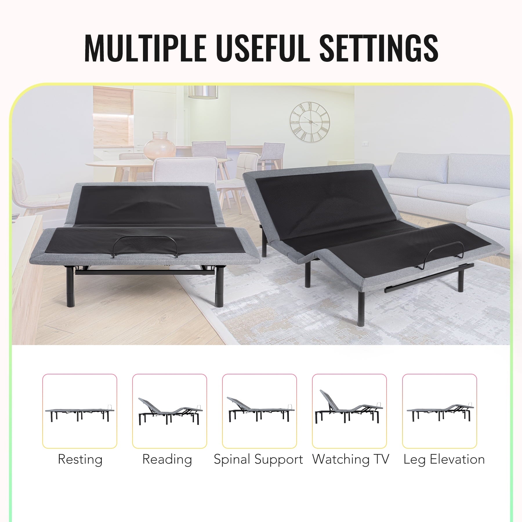 Bestco Motorized Queen Size Bed Frame with Remote Control, USB Ports and Massage