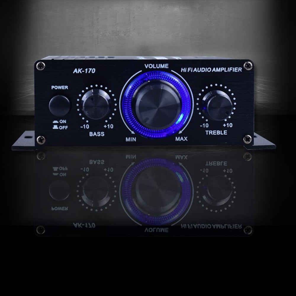 AK170 Mini Audio Power Amplifier Portable Sound Amplifier Speaker Amp for Car and Home, Black