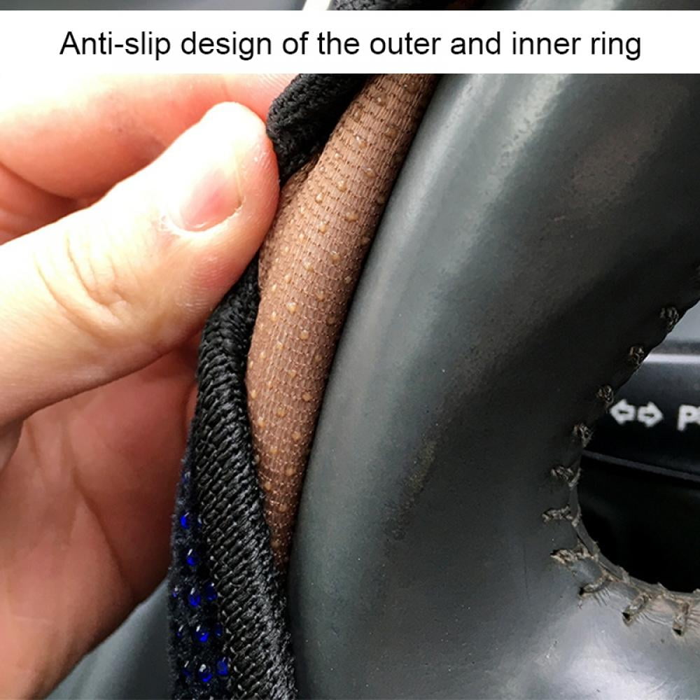 Diamond Crystal Steering Wheel Cover for Women Girls- Bling Bling Rhinestones Steering Wheel Cover with Universal Fit 15 Inch/38CM