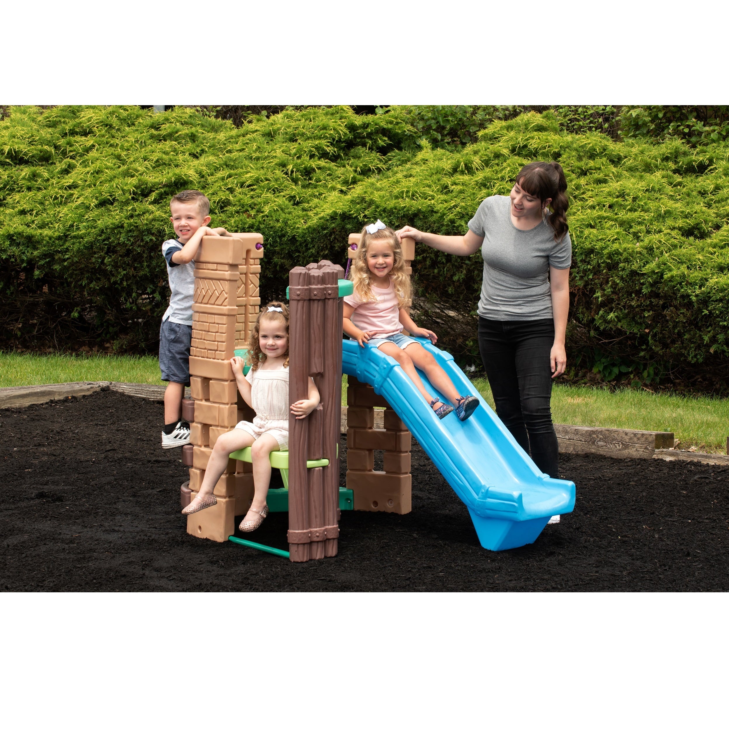 Little Tikes 2-in-1 Castle Playground Climber and Slide with Ladder and Plank, Fits Up to 3 Kids, Indoor and Outdoor Backyard Playground Set, Multicolor- For Toddlers Boys Girls Ages 3 4 5+