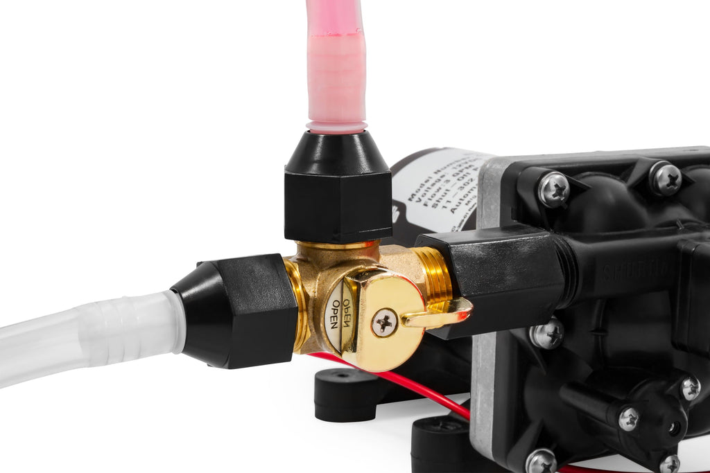 Camco RV Pump Converter Winterizing Kit | Includes Brass Valve, Siphon Hose, Pump Adapters, and More (36543)