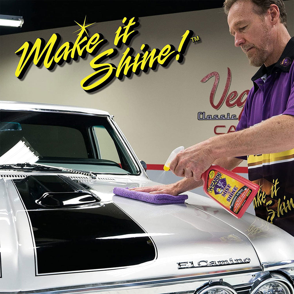 Wizards Mist-N-Shine Professional Detailer - Multi-Use Glass Cleaner and Scratch Remover for Vehicles - Adds Gloss to Paint, Chrome and Glass - 1 Gallon Refill for Spray Bottle -