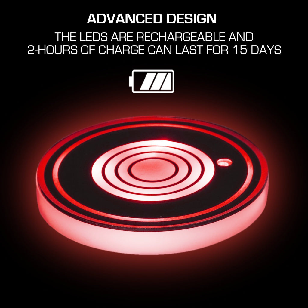 Monster LED 2 Pack Multi-Color LED Cup Holder Light, Universal Car Compatibility, Smart Sensor