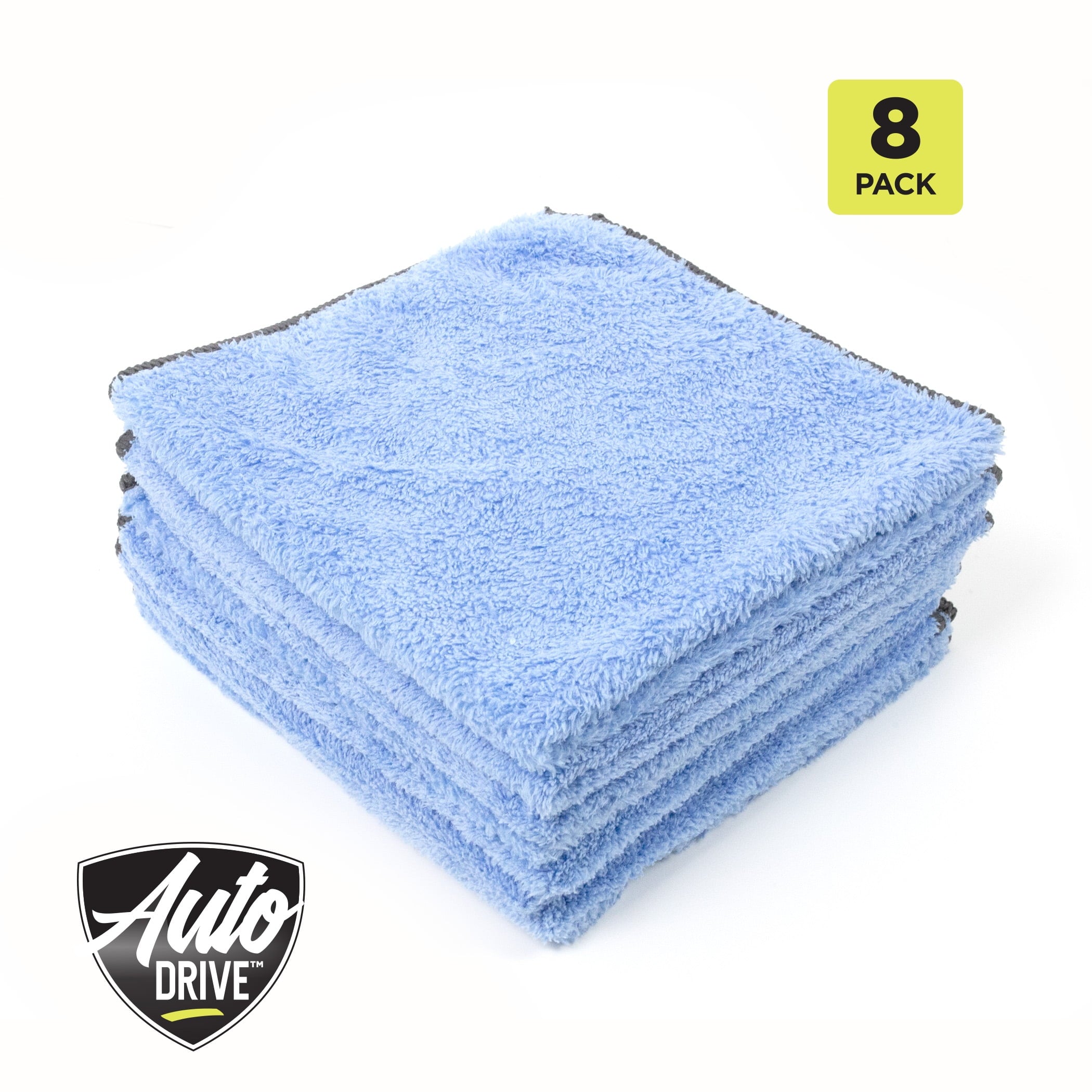Auto Drive Coral Fleece Multi-Purpose Microfiber Towel, Cleaning, Detailing, 8 Count, Blue & Yellow
