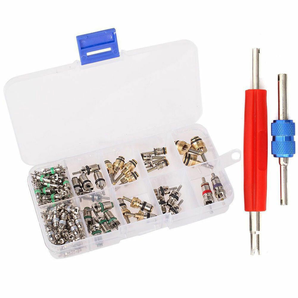 GLFILL 102X R134A Car A/C Air Conditioning Valve Cores Auto Air Con Tool Kit 1/4" 5/16"