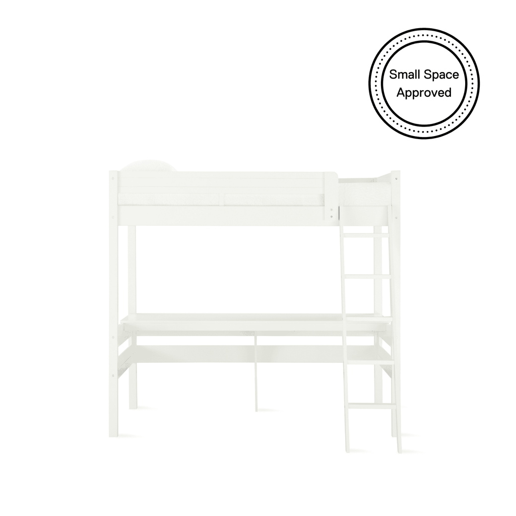 Teen Novogratz Lennon Twin Size Loft Bed with Desk, White