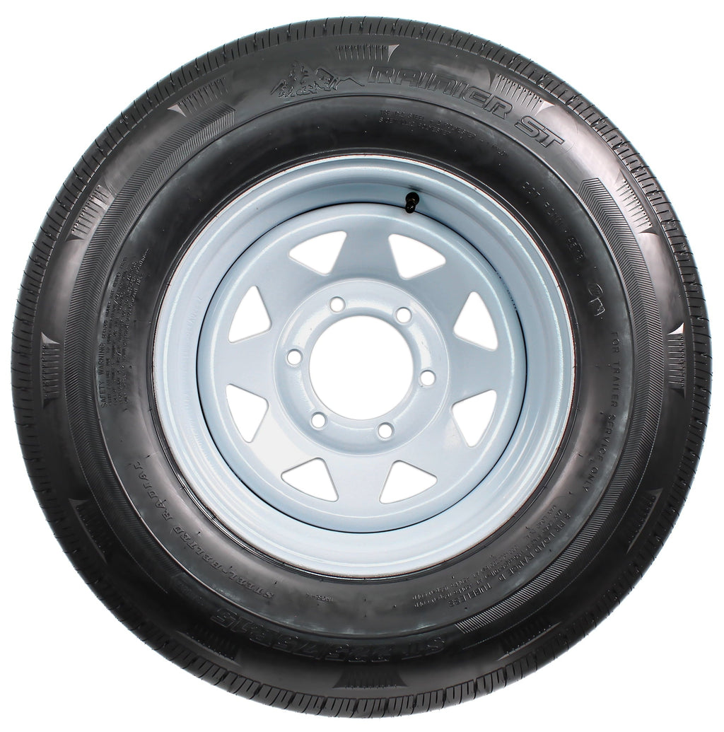 2-Pack Radial Trailer Tire On Rim ST225/75R15 15 in. LRD 6 Lug White Spoke Wheel