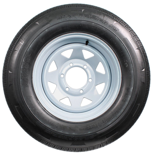 2-Pack Radial Trailer Tire On Rim ST225/75R15 15 in. LRD 6 Lug White Spoke Wheel