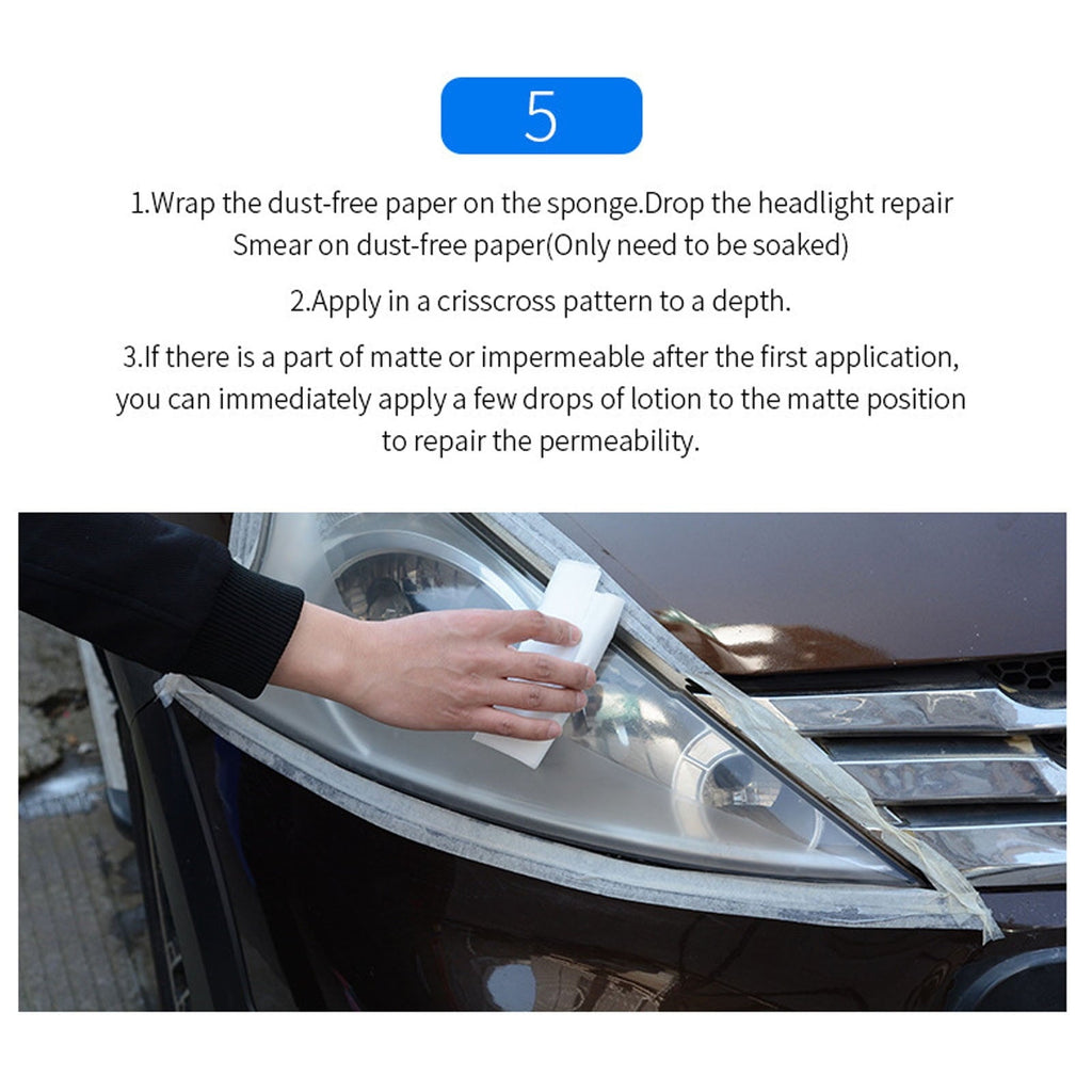 Teissuly Car Headlight Repair Agent Wipe New Headlight Restore Taillight Repair Kit with Lens Restoration Cleaner