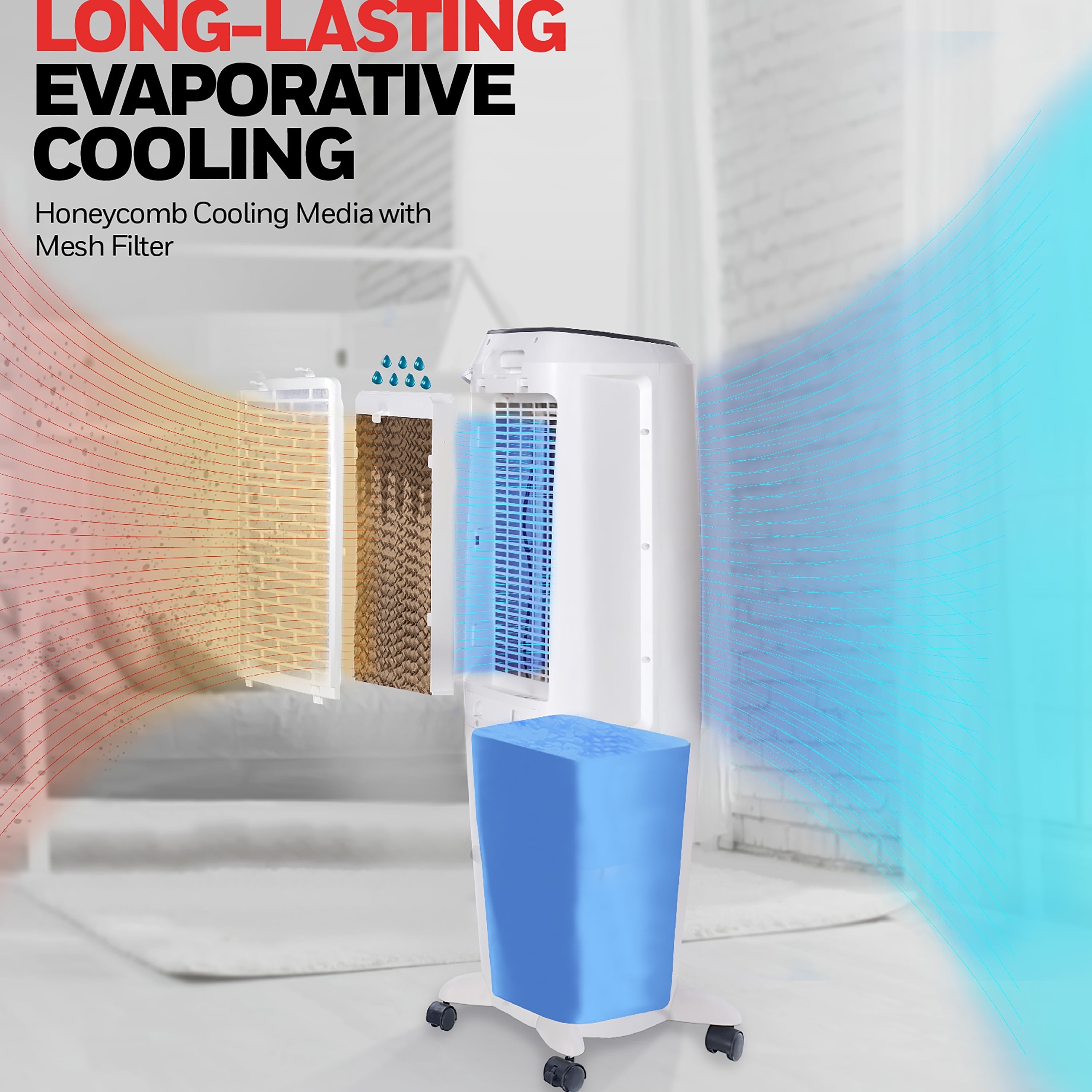 Honeywell Quiet, Low Energy, Compact Spot Fan & Humidifier, White Indoor Portable Evaporative Cooler