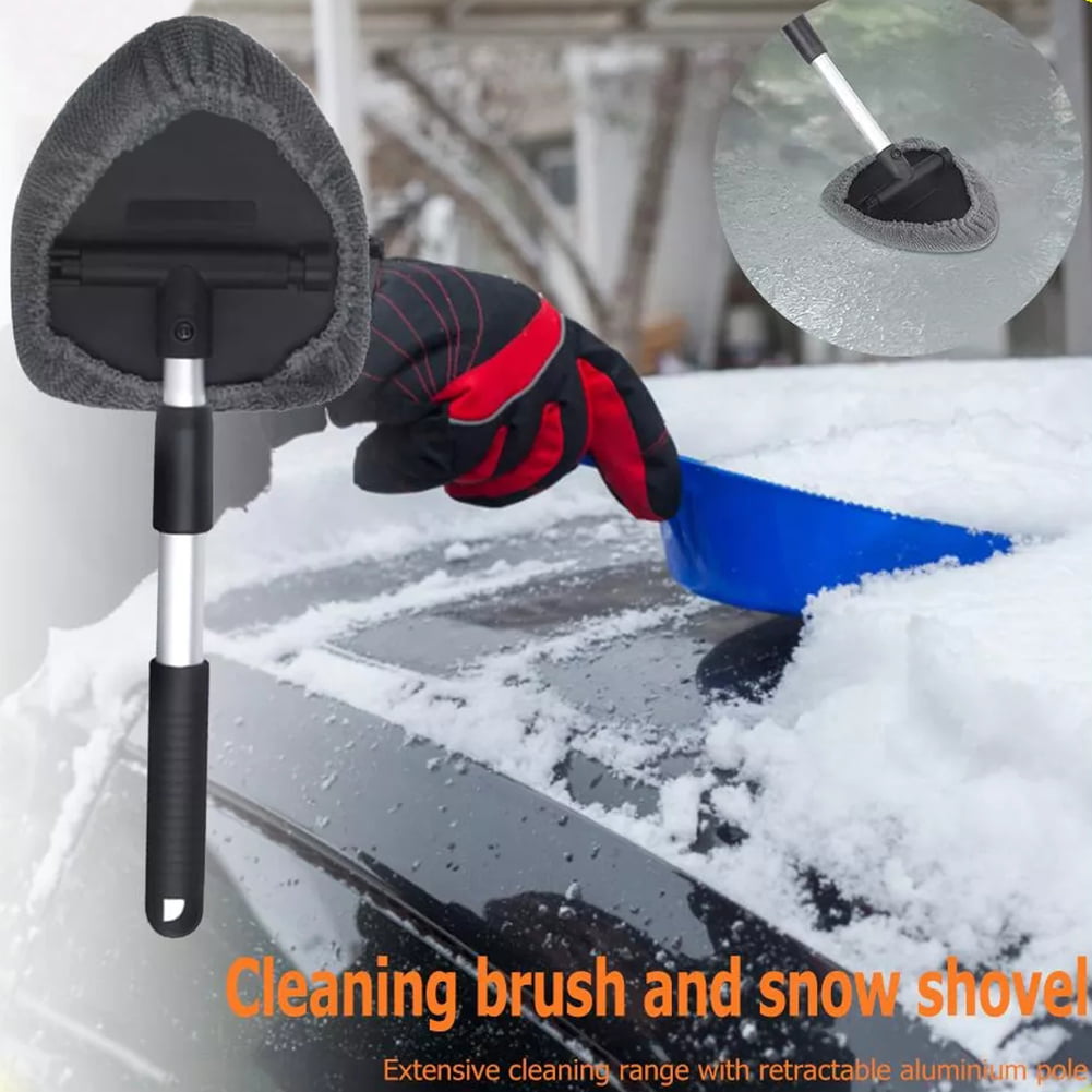 Anpro Car Windshield Cleaner, Microfiber Car Window Cleaning Tool with Extendable Handle and Washable Reusable Cloth Pad Head Auto Interior Exterior Glass Wiper Kits