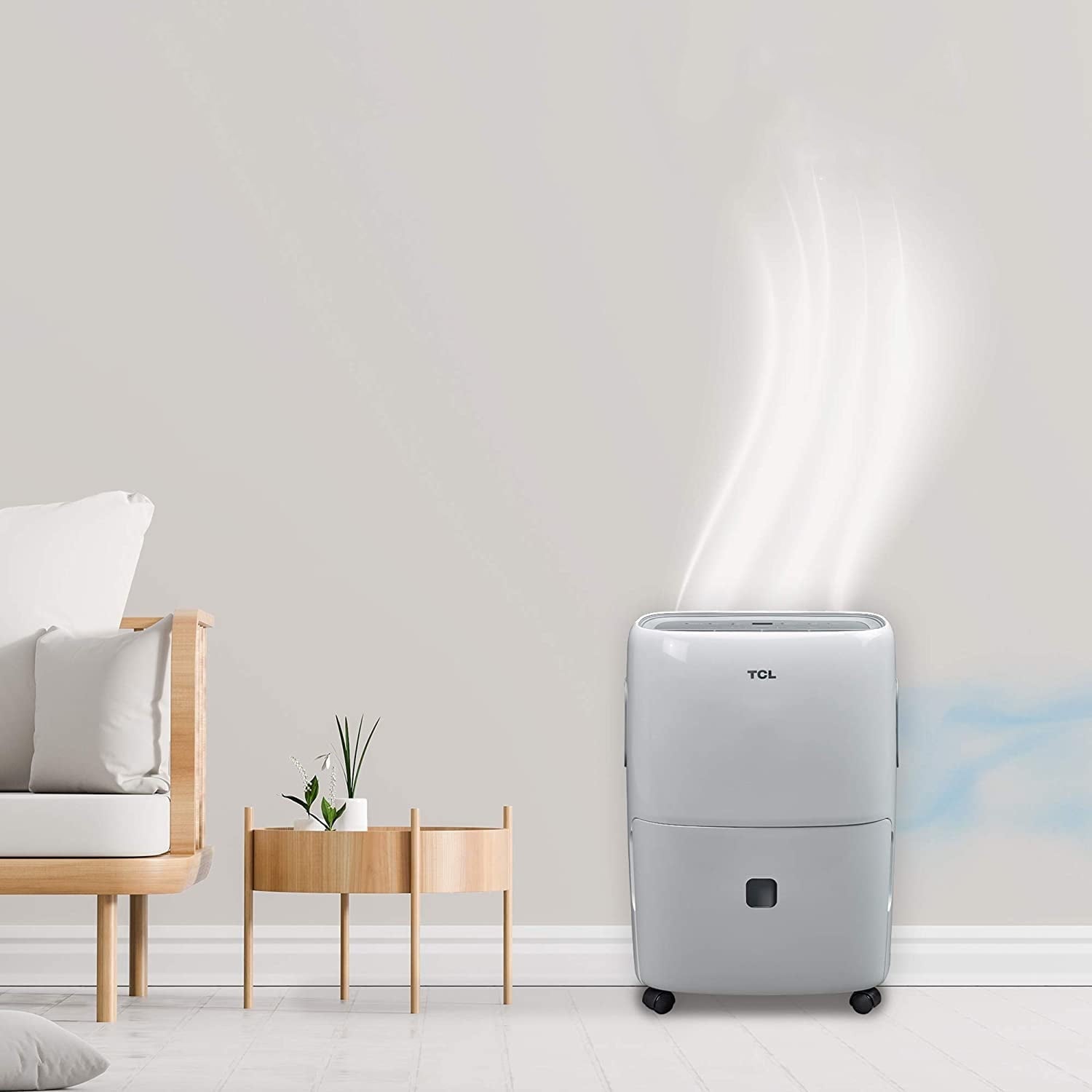 TCL Smart 50 Pint Dehumidifier for Home & Basements w/ Voice Control, White