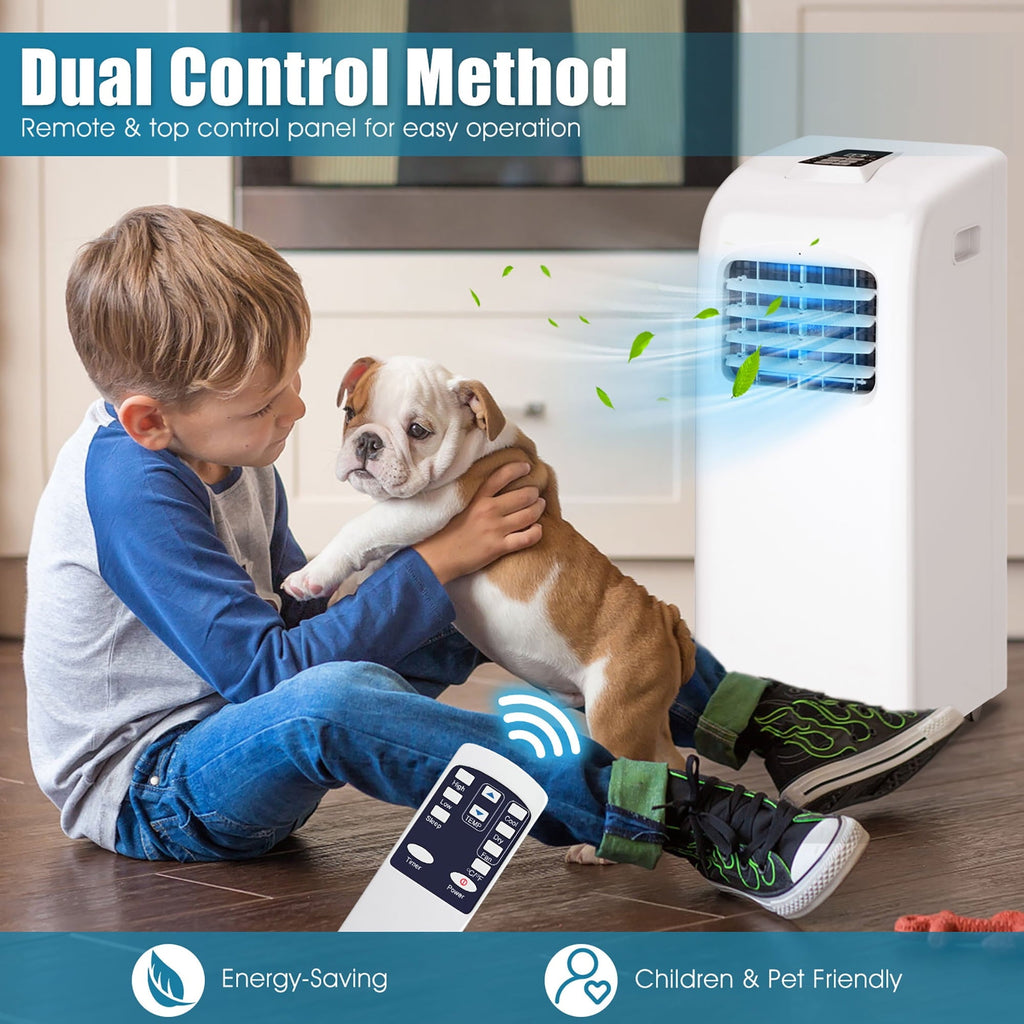 Costway 5500 BTU (8000 ASHRAE) Portable Air Conditioner & Dehumidifier Function Remote W/ Window Kit