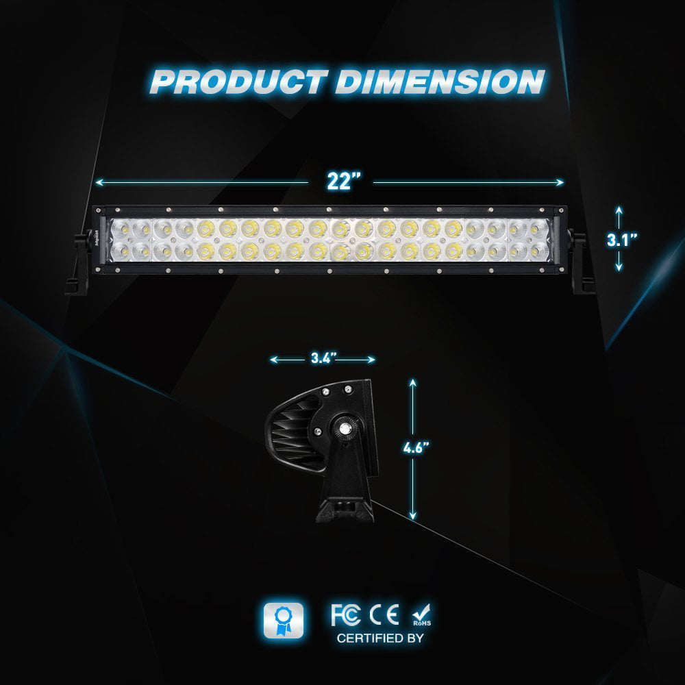 Nilight 22 Inch 120W Spot Flood Combo LED Light Bar Led Work Light Off Road Light Driving Light With Off Road Wiring Harness, 2 Years Warranty