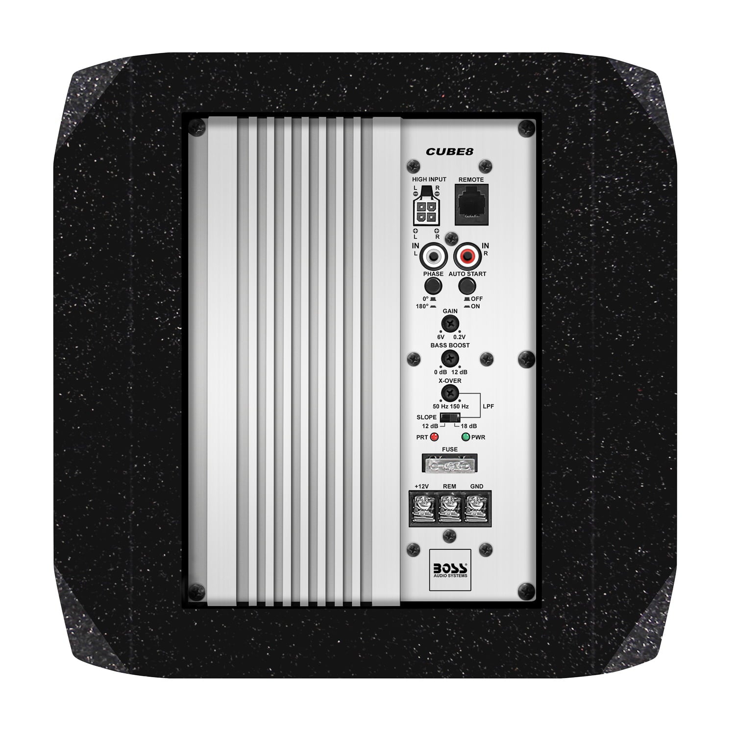 BOSS Audio Systems CUBE8 8 Inch Car Audio Subwoofer and Amplifier Package – Powered, Built-in Amplifier, Passive Radiator, Remote Subwoofer Control, For Truck, Boxes and Enclosures