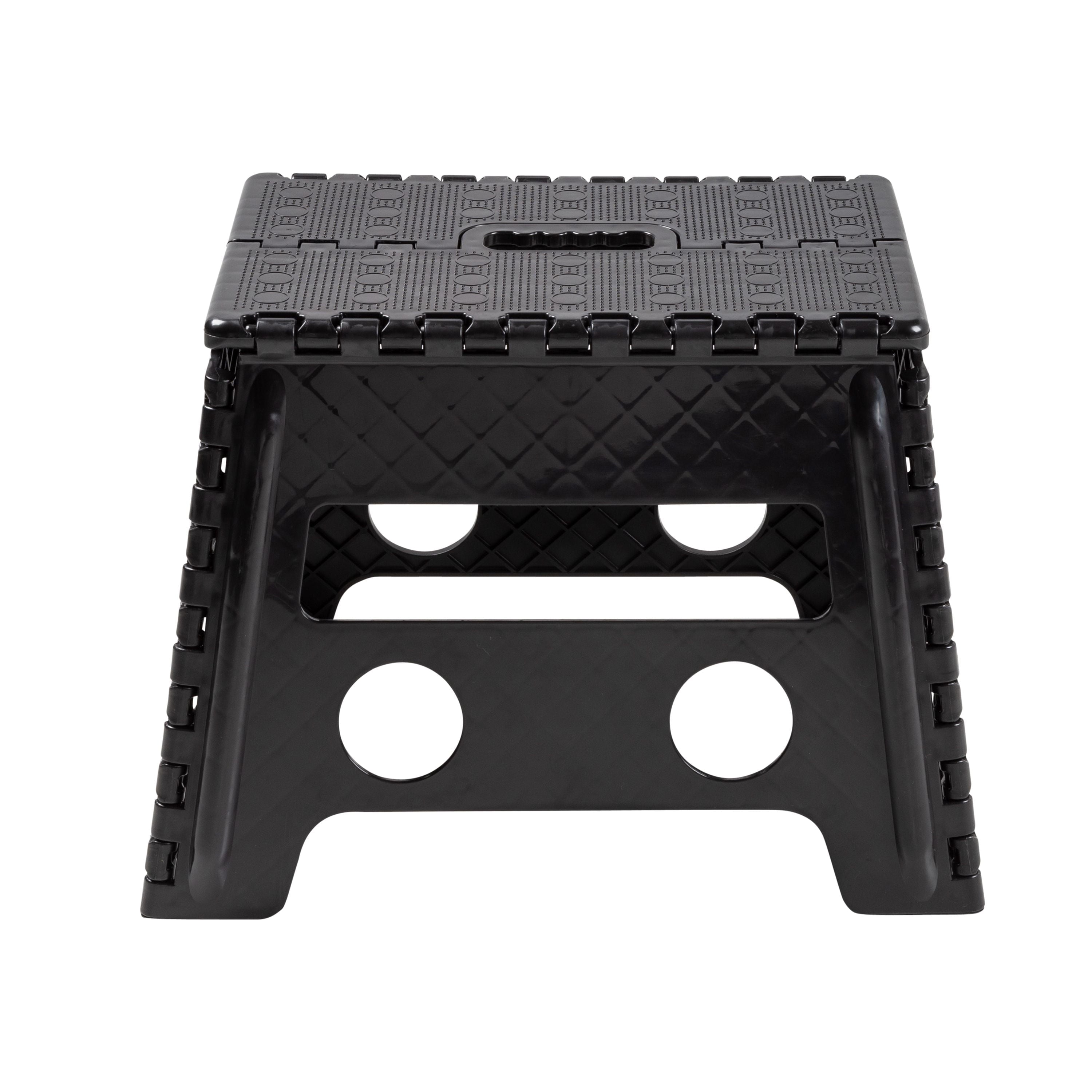 Mainstays One Step Folding Step Stool, Black Plastic