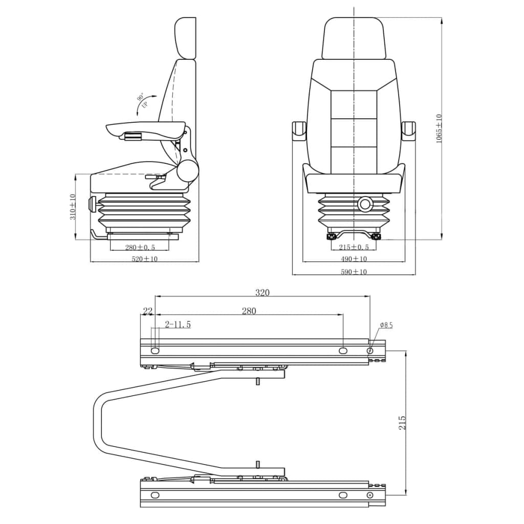 vidaXL Tractor Seat with Suspension