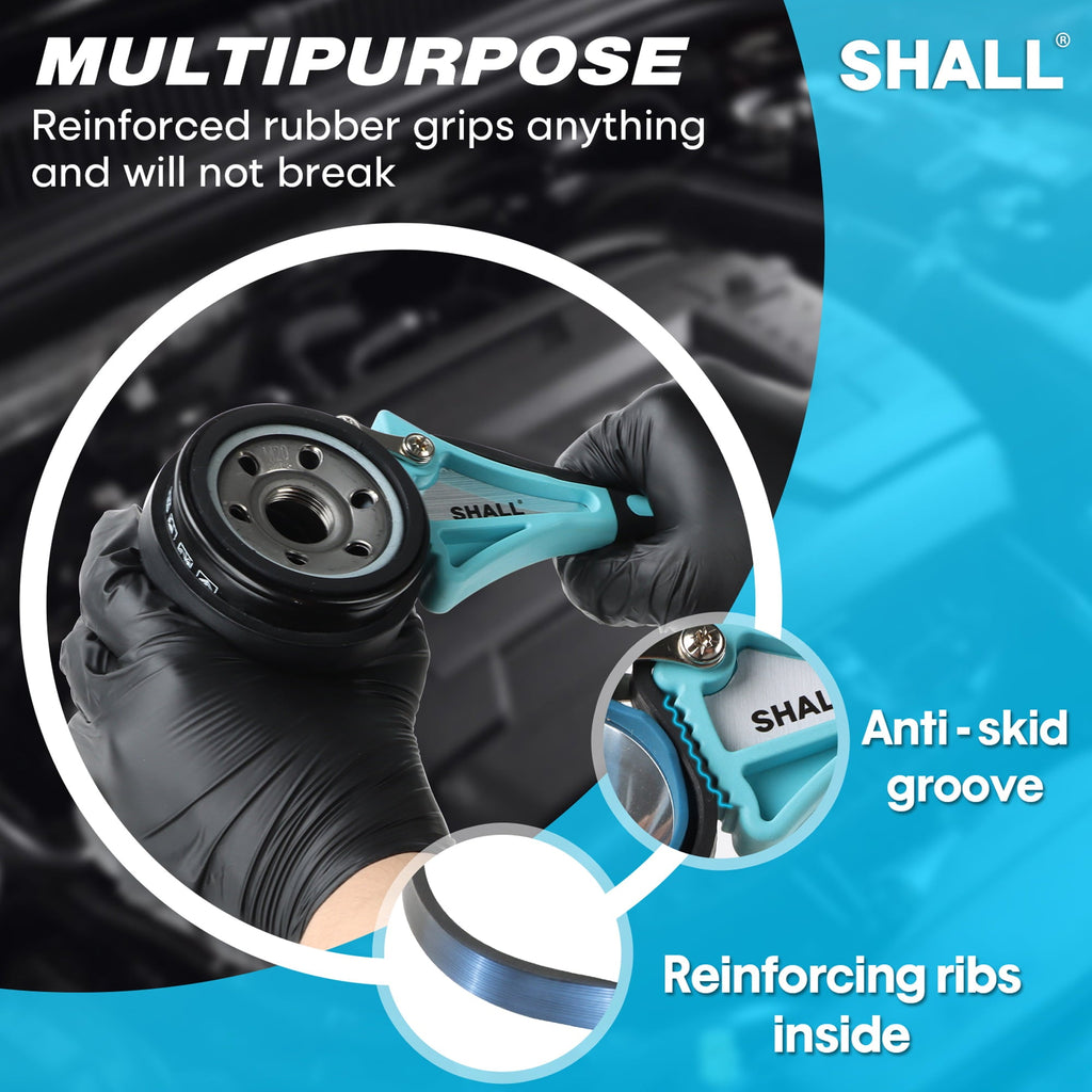 SHALL Oil Filter Wrench Set Rubber Strap Wrench 2-Pack PVC Gloves Wrenches Set