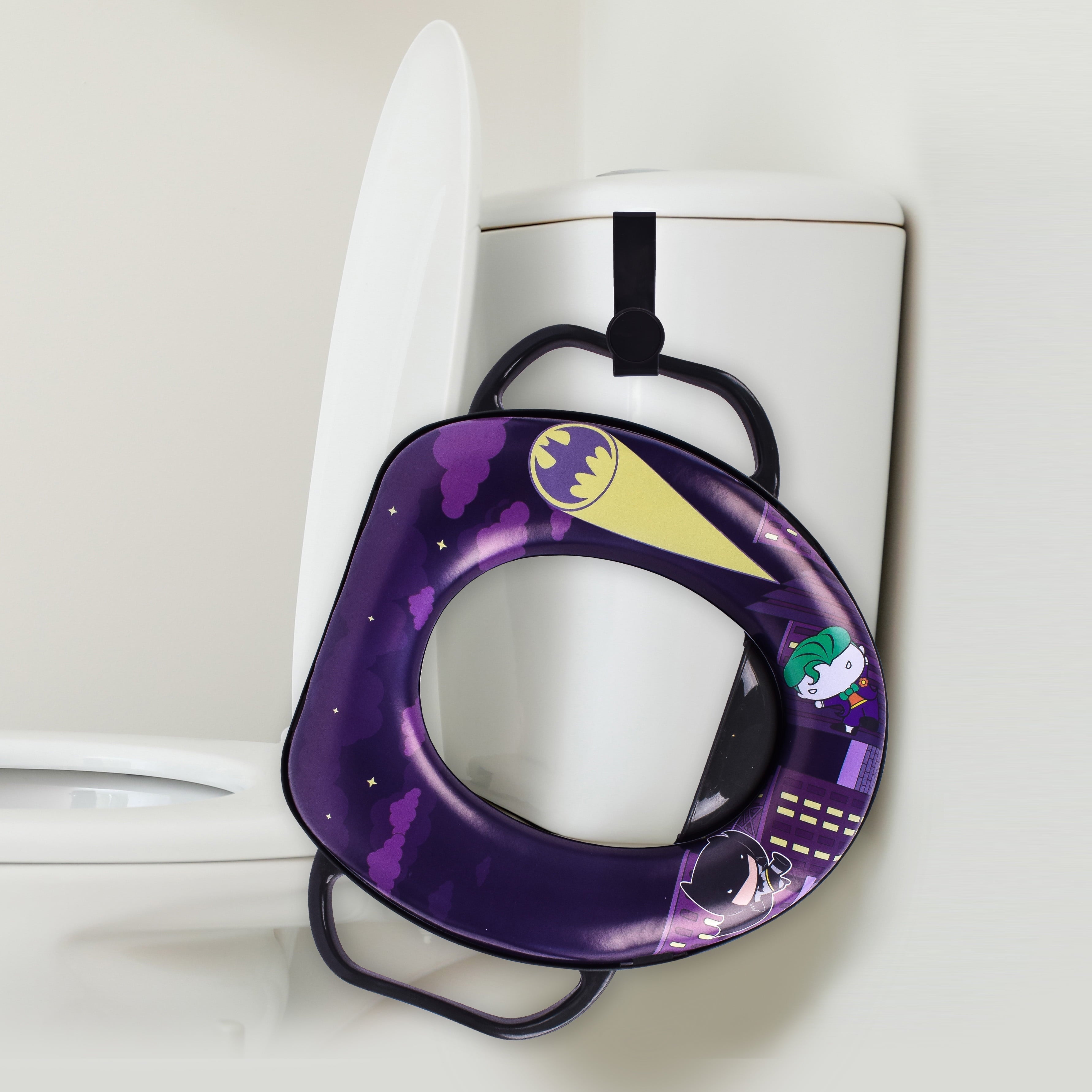 DC Comics Batman Soft Potty Training Seat,  Storage Hook and Handles - Toddlers 12+ Months, Unisex