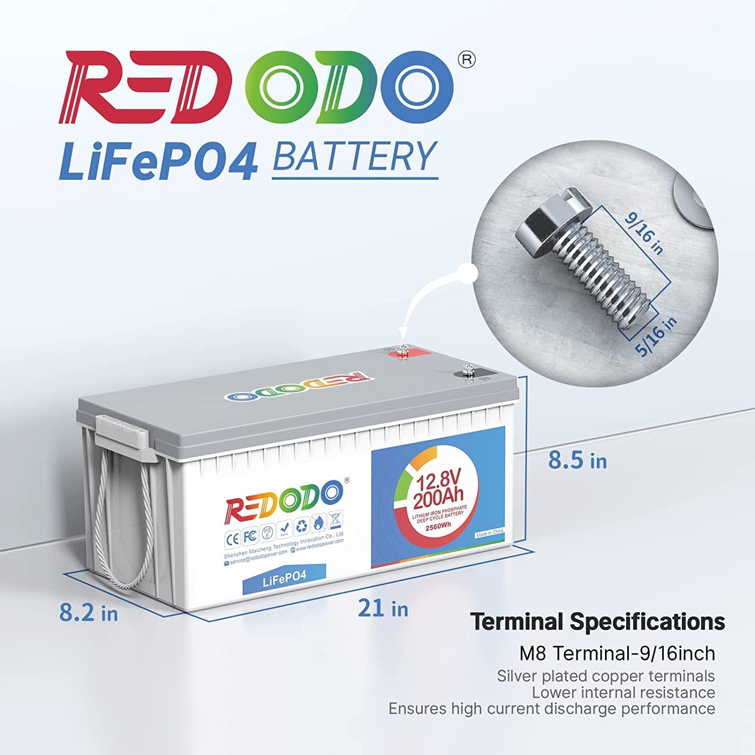 Redodo 12V 200Ah LiFePO4 Deep Cycle Lithium Battery 4000+ Cycle for RV Camper