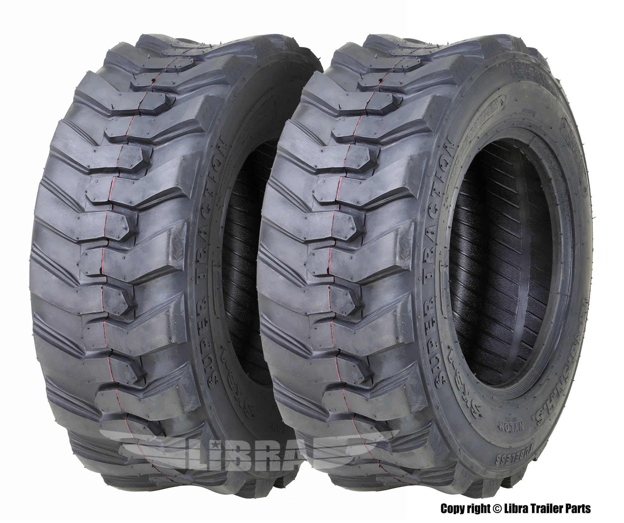 Set 2 New Super Guider Heavy Duty 10-16.5/12PR SKS1 Skid Steer Tire for Bobcat w/Rim Guard