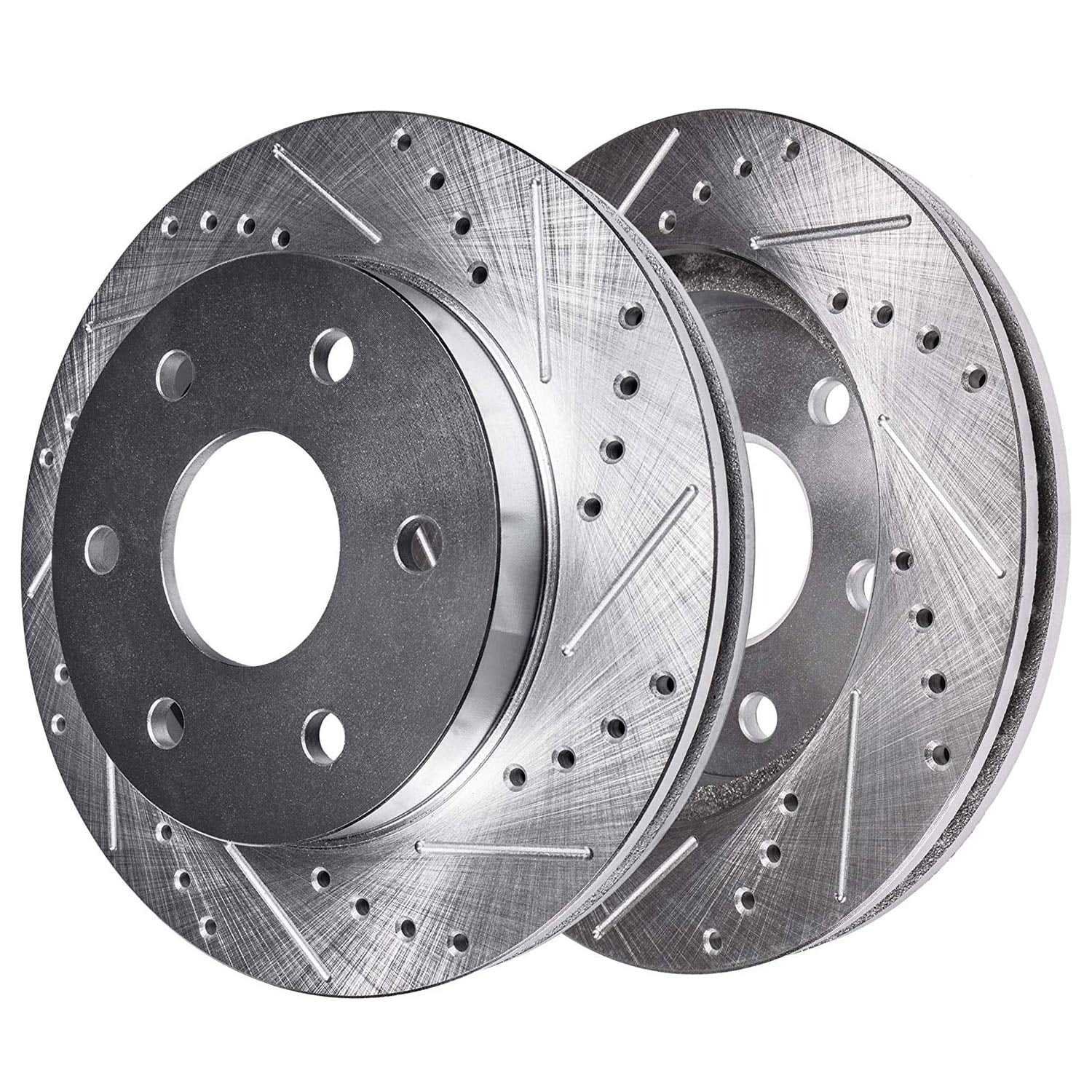 Detroit Axle - Brake Rotors for 12-20 Ford F-150 Drilled & Slotted Brakes Rotors 2012 2013 2014 2015 2016 2017 2018 2019 2020 Replacement: 13.78'' Front Rotor and 13.7'' Rear Rotor 6 Lug