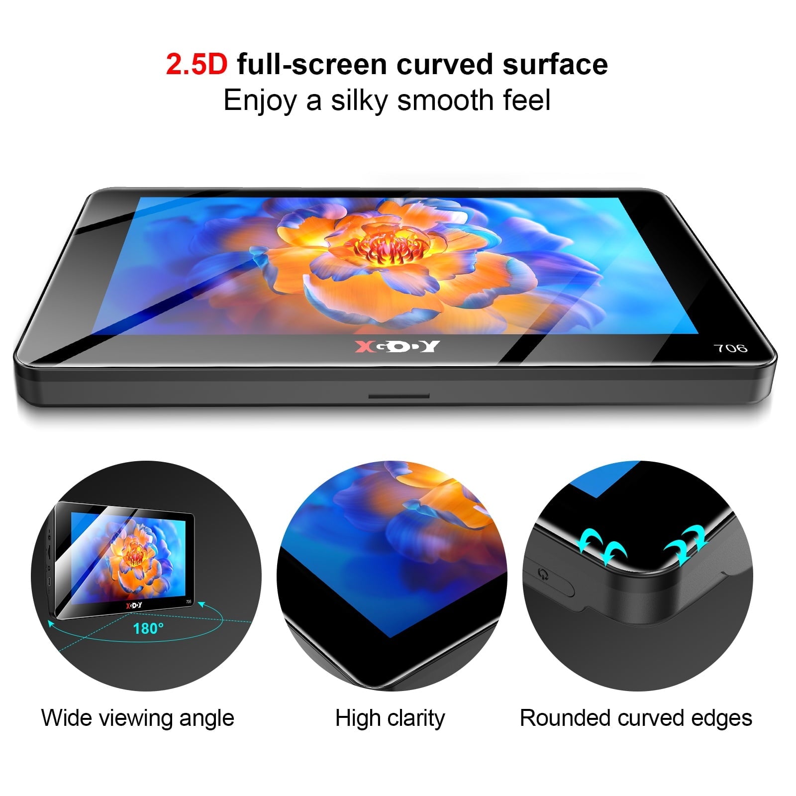 XGODY 2.5D Screen 7 inch Car GPS Navigation for Car 8GB+256 Truck GPS for Car with Speed Camera Warning Lifetime Free Map Update