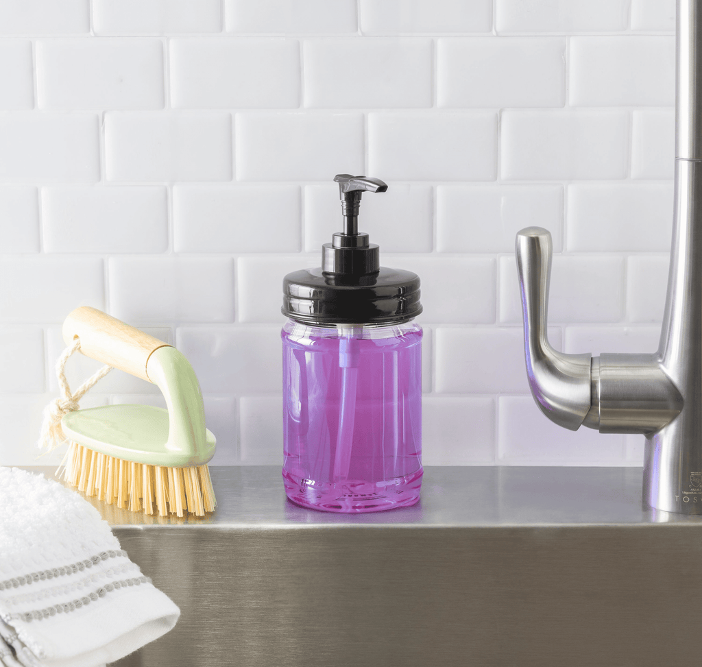 Jarmazing Products Black Mason Jar Soap Dispenser - Rust proof plastic with Plastic Pint Jar - Two Pack!