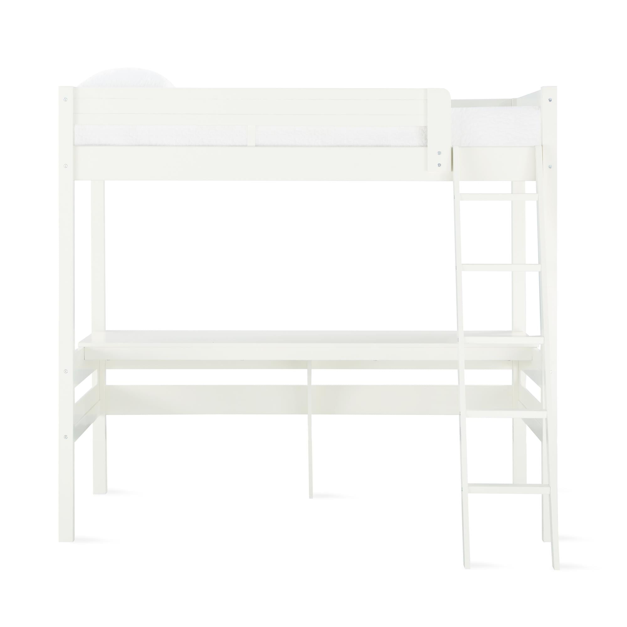 Teen Novogratz Lennon Twin Size Loft Bed with Desk, White