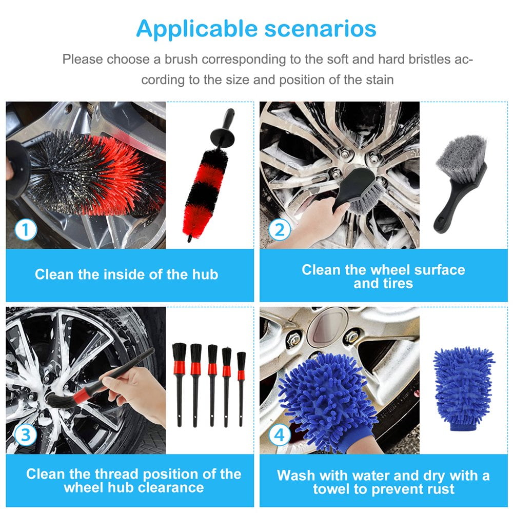 Dsseng 18pcs Car Wash Cleaning Tools Kit Car Detailing Set Car Wash Kit Interior and Exterior with Car Detail Brushes  Tire Brush  Towels