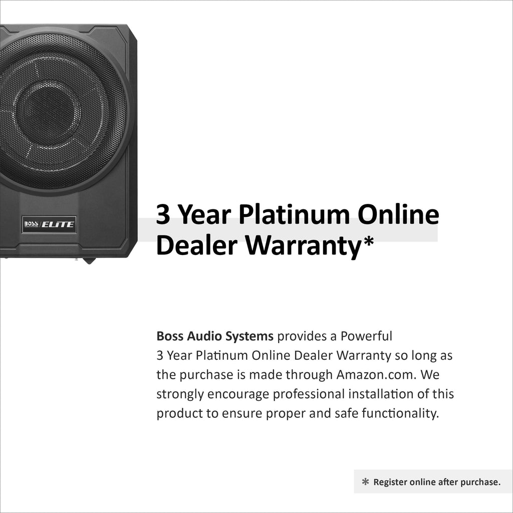 BOSS Audio Systems SLIM10 Elite Series 10 Inch Powered Car Audio Subwoofer - Low Profile, Remote Subwoofer Control, Built In Amplifier, Under Seat, For Truck, Hook Up To Amplifier