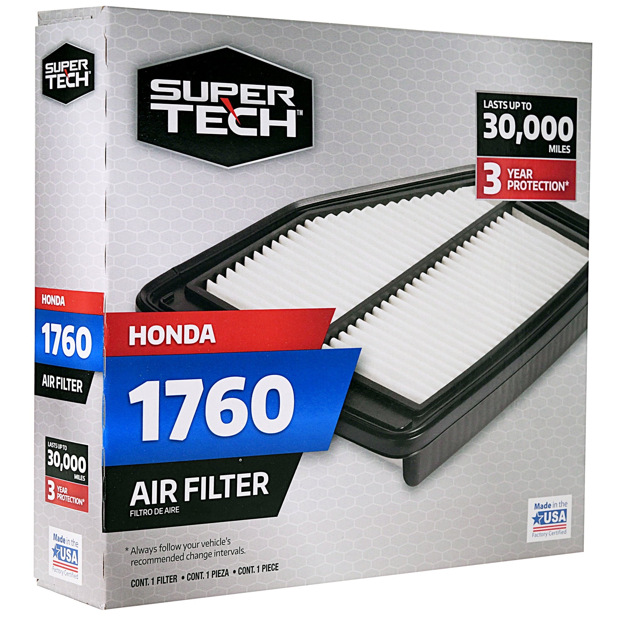 Super Tech 1760 Engine Air Filter, Replacement Filter for Honda Fits select: 2012-2015 HONDA CIVIC, 2013-2015 ACURA ILX