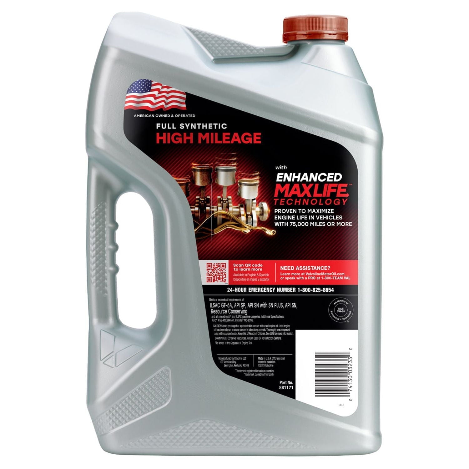 Valvoline Full Synthetic High Mileage MaxLife 5W-20 Motor Oil 5 QT