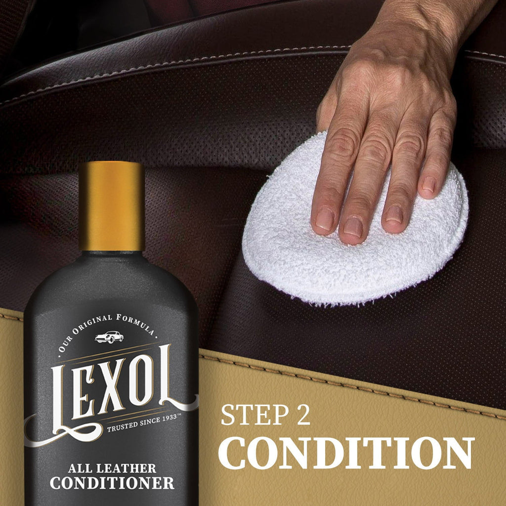 Lexol Complete 2-Step Leather Care Cleaner & Conditioner Kit with Applicator Sponges