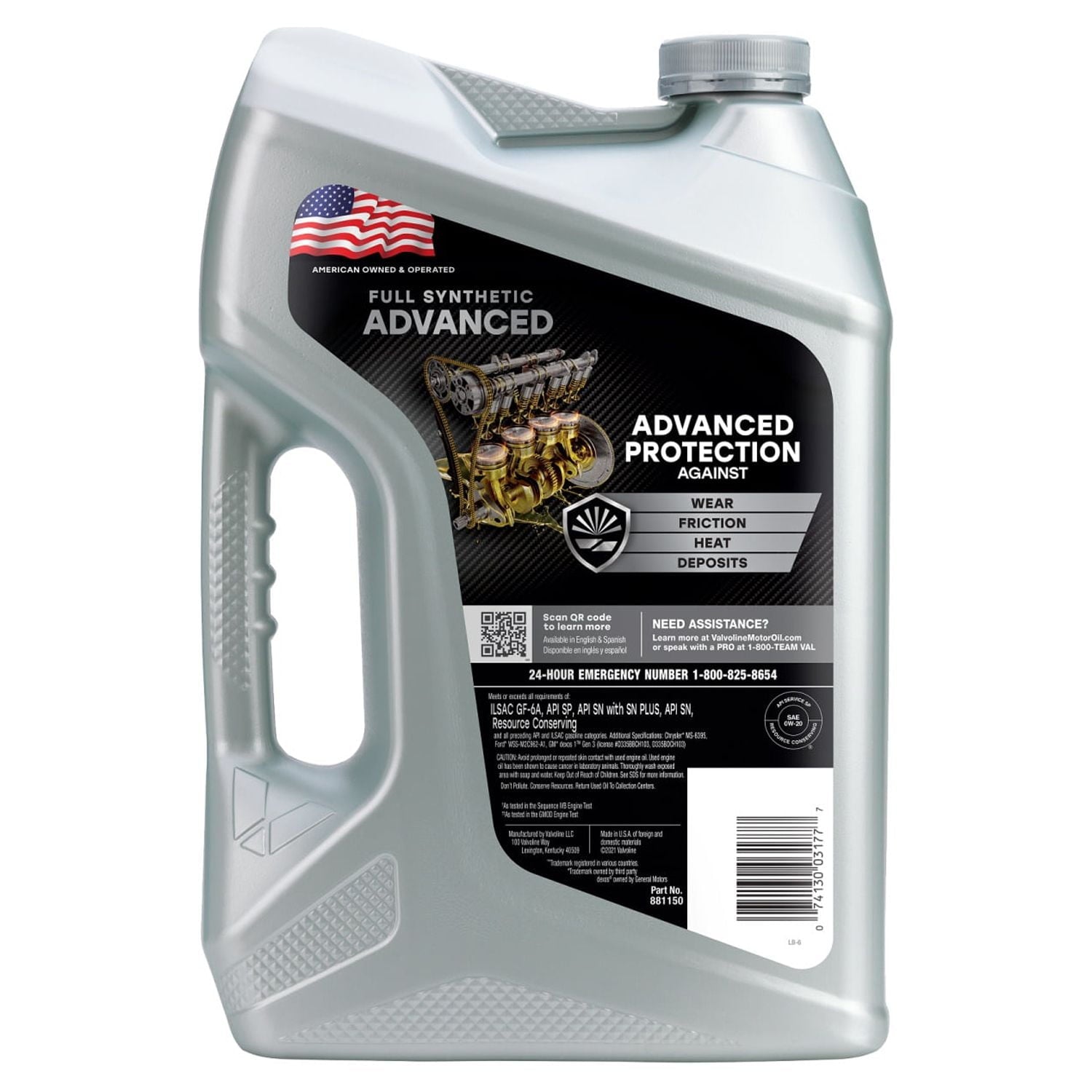 Valvoline Advanced Full Synthetic 0W-20 Motor Oil 5 QT