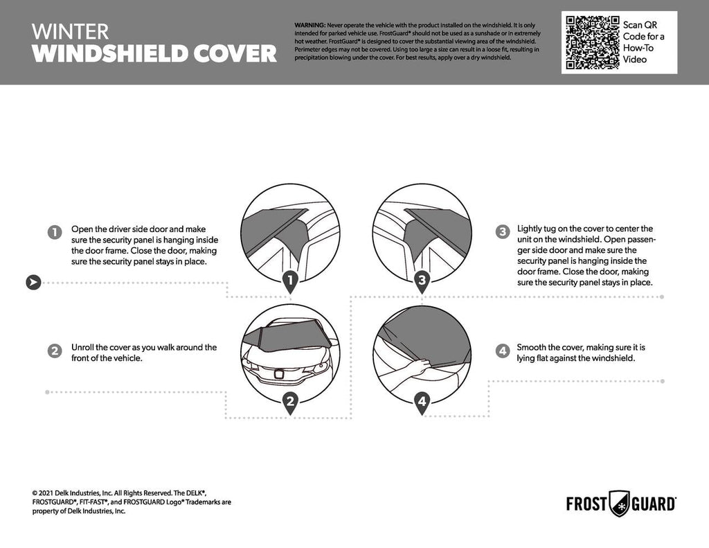 Frost Guard Go Windshield Cover for Snow and Ice, One Size, Security Panels, 61x32 inches, Black