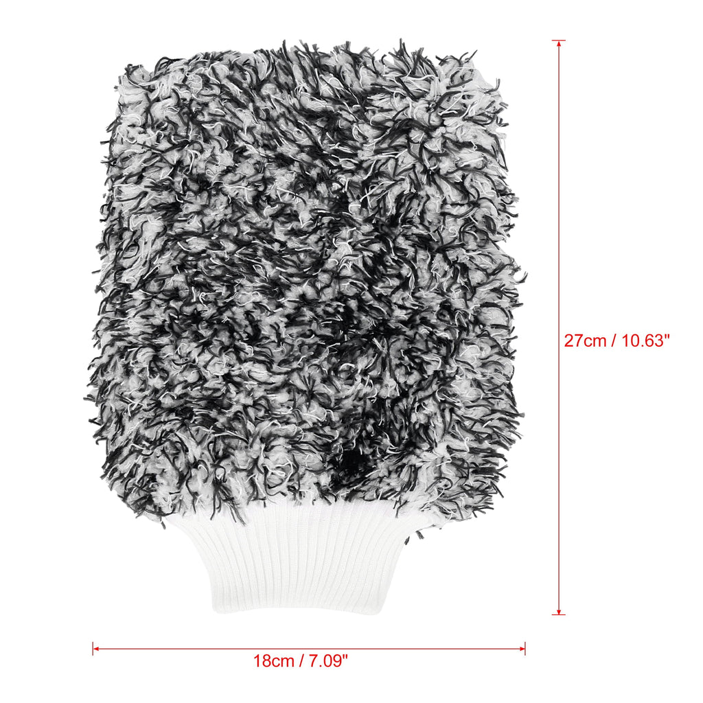 Unique Bargains Black Coral Fleece Car Wash Mitt Microfiber Glove Double Sided Dirt Washing Tool Absorbent