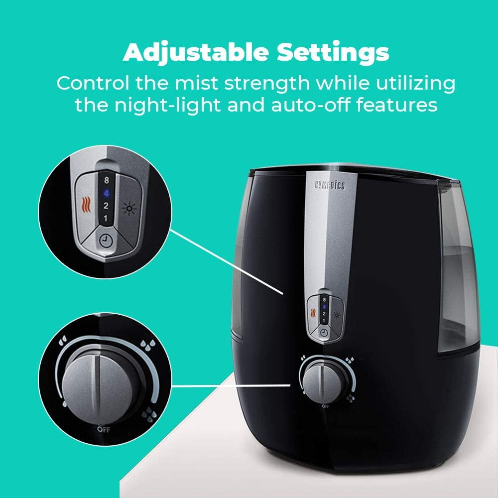 Homedics Total Comfort Plus Ultrasonic Humidifier, 5.3L Water Tank with Warm and Cool Mist with Auto Shutoff, 547 sq./ ft. Coverage Area