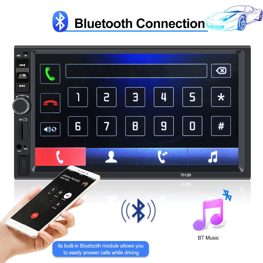 Polarlander Car Stereo Car Audio Double Din 7-inch HD Touch Screen Car radio Player with Multimedia SD USB FM AUX MP5/4/3 mirror link function Bluetooth with 4LED backup camera