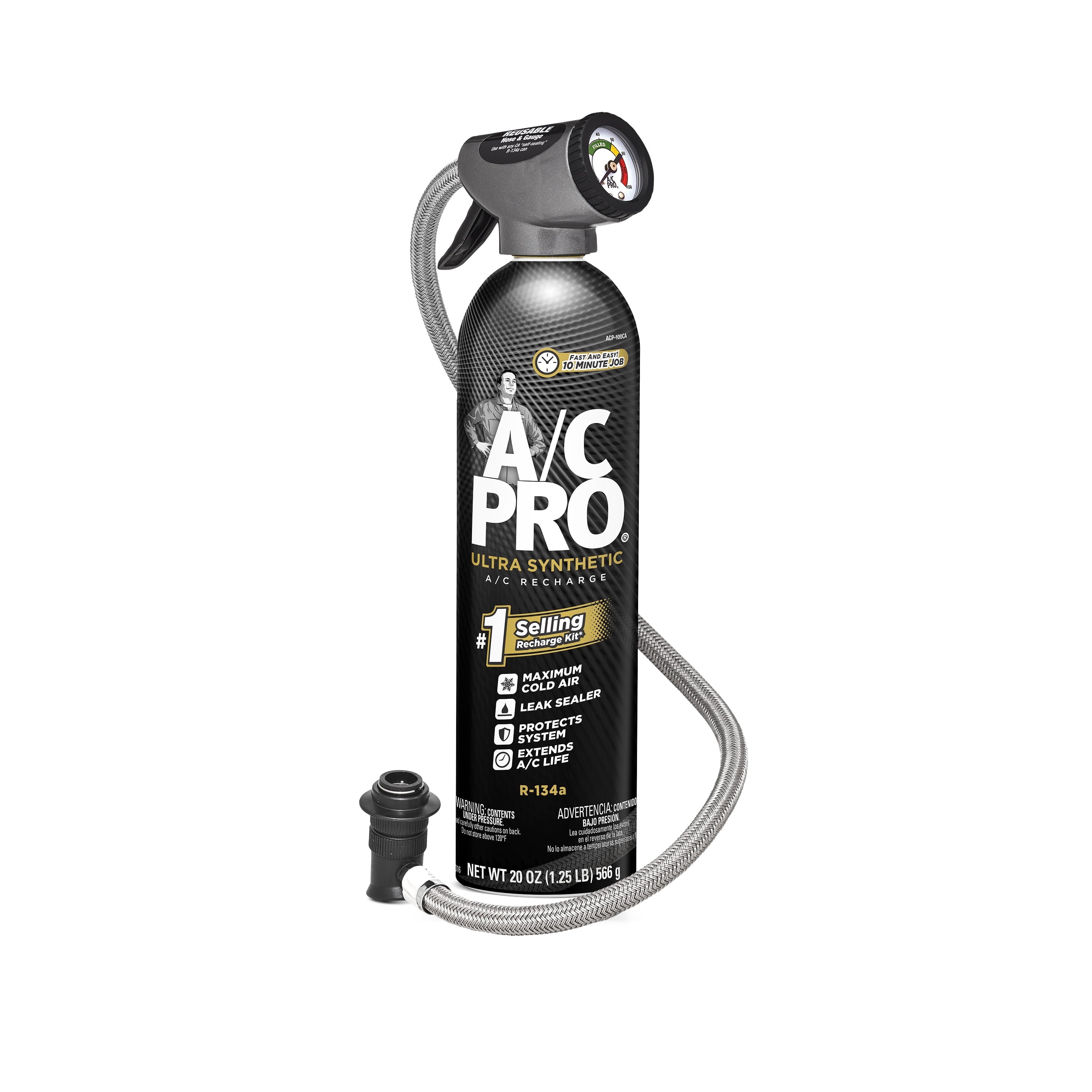 A/C Pro Refrigerant Combo Pack, 20 Ounce Kit and 10 Ounce Refill