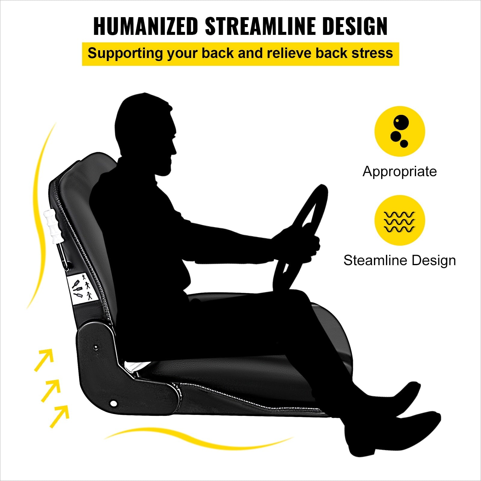 VEVOR Universal Vinyl Forklift Seat with Safety Switch & 3 Stage Weight Adjustment, Suspension Seat Fits TOYOTA